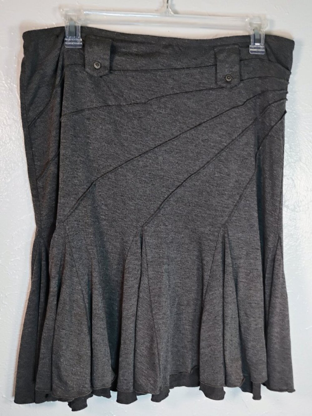 Grey Midi Skirt Pull On Elastic Waist Flare Hem Cato Size Large/XL